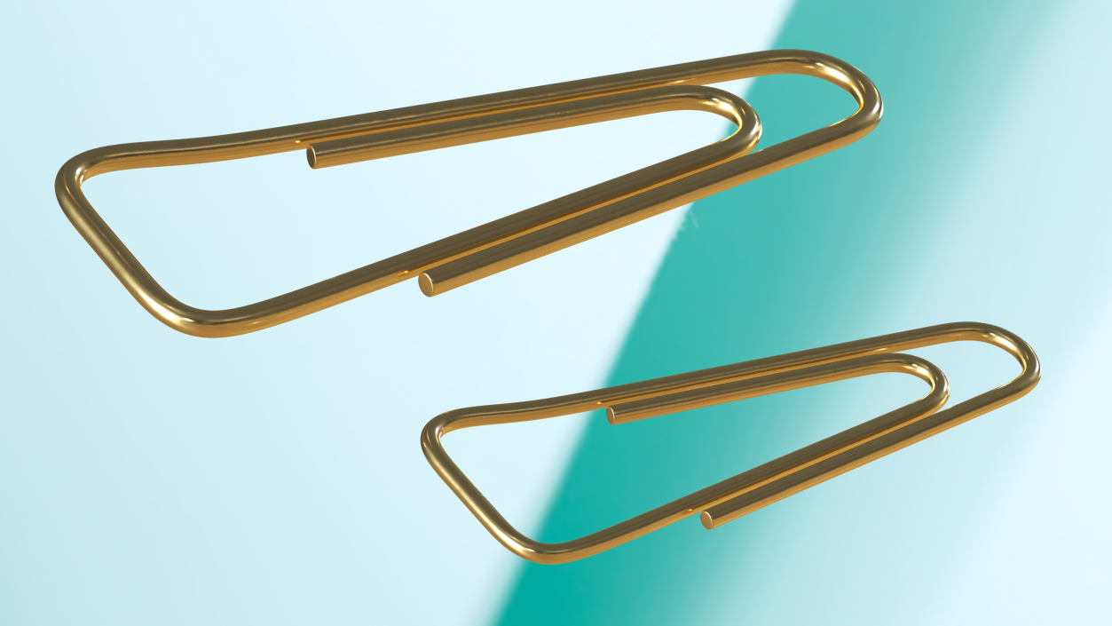 Paper Clip Triangular Shape Gold 3D