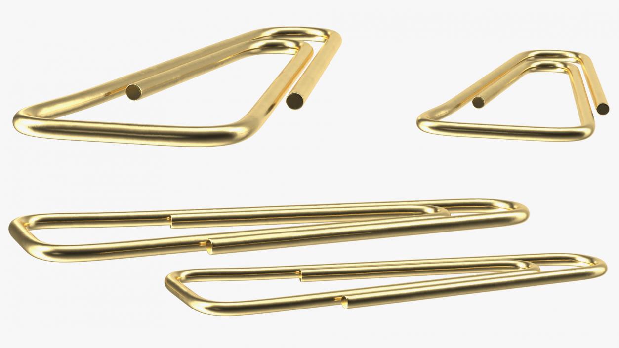 Paper Clip Triangular Shape Gold 3D