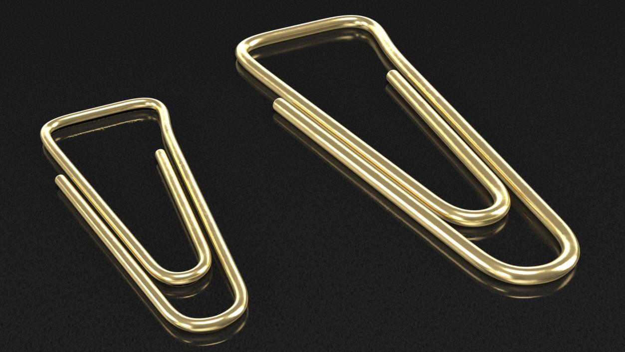 Paper Clip Triangular Shape Gold 3D