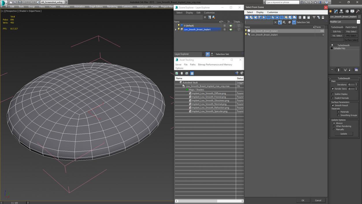 3D model Low Smooth Breast Implant