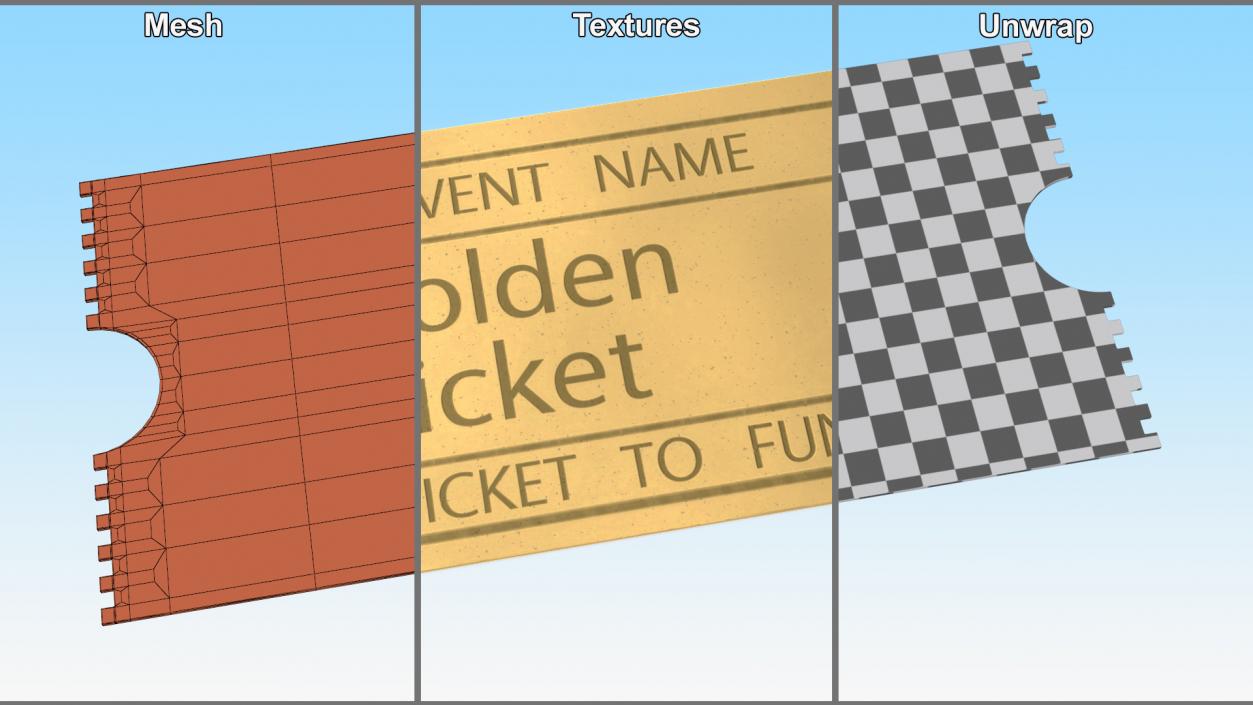 3D Golden Ticket for Event model