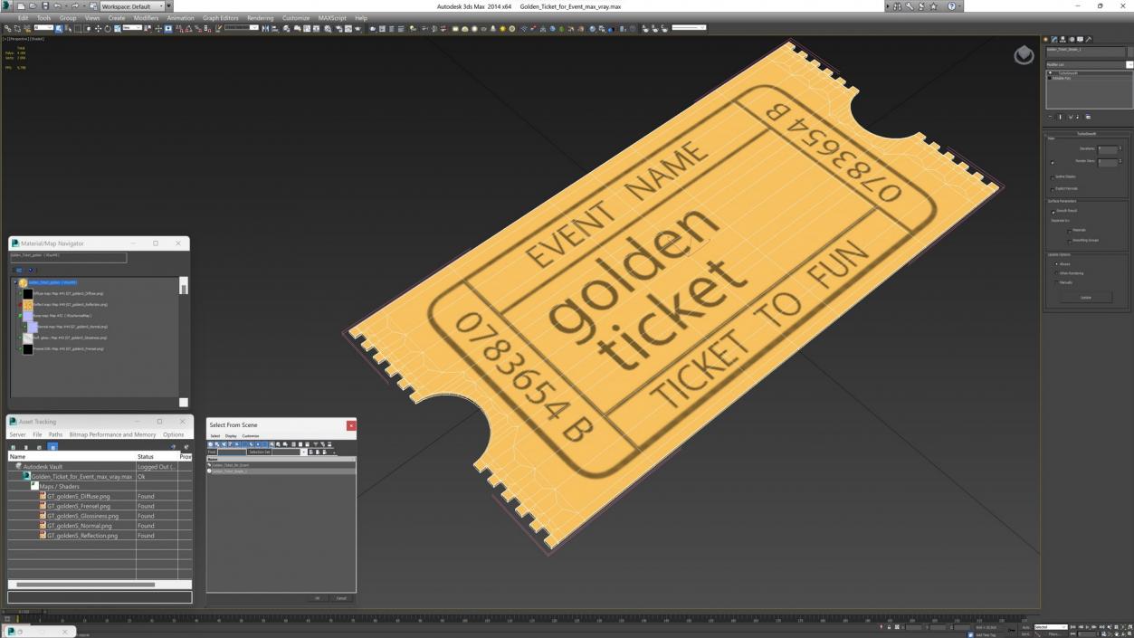 3D Golden Ticket for Event model