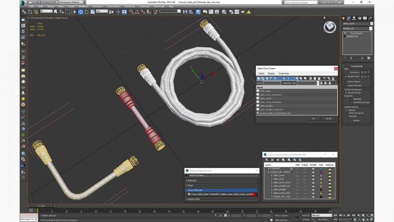 3D model Coaxial Cable and Extender Set