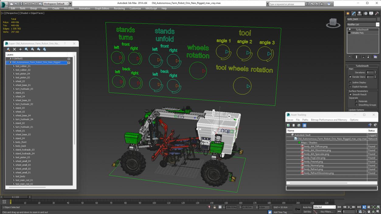 Old Autonomous Farm Robot Orio Naio Rigged 3D