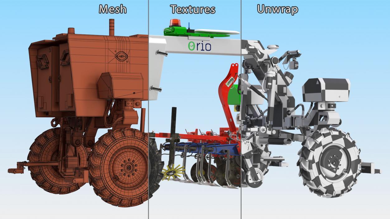 Old Autonomous Farm Robot Orio Naio Rigged 3D