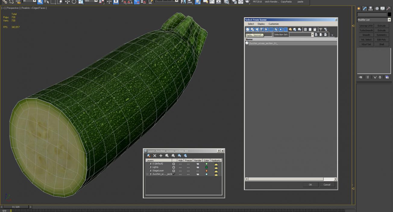 3D Zucchini Half model