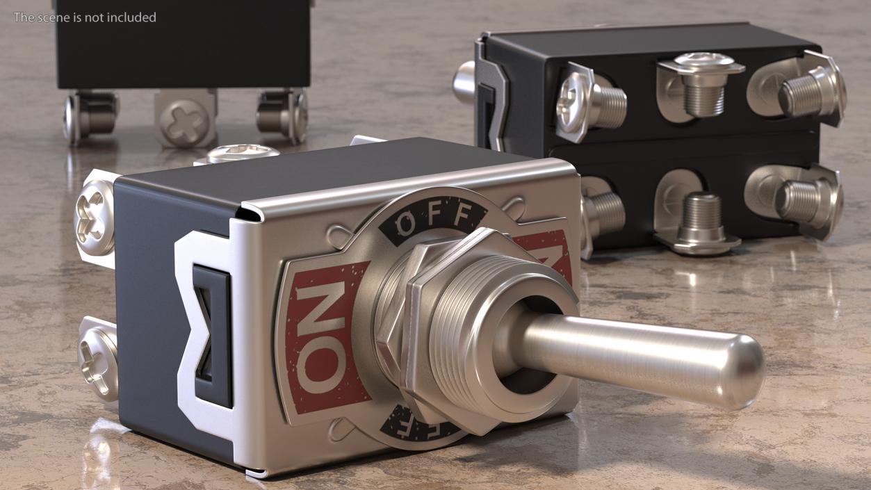 Heavy Duty DPDT Toggle Switch 3D model