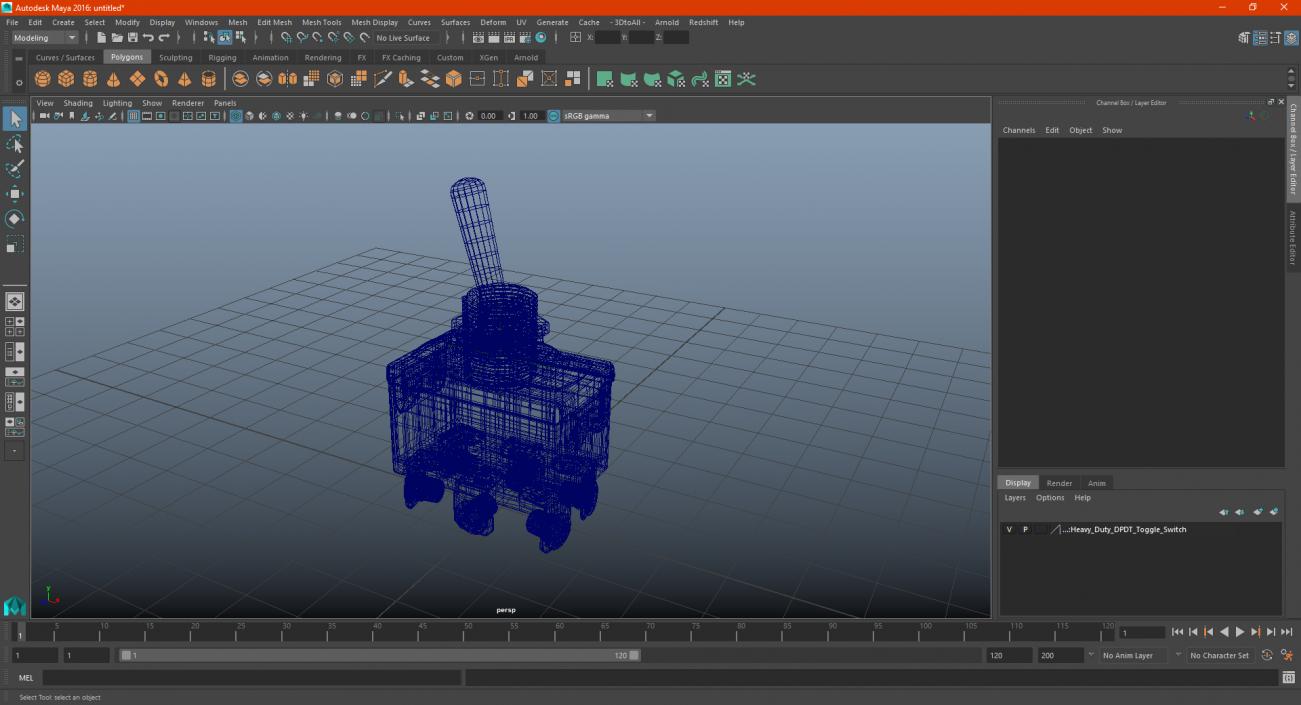 Heavy Duty DPDT Toggle Switch 3D model