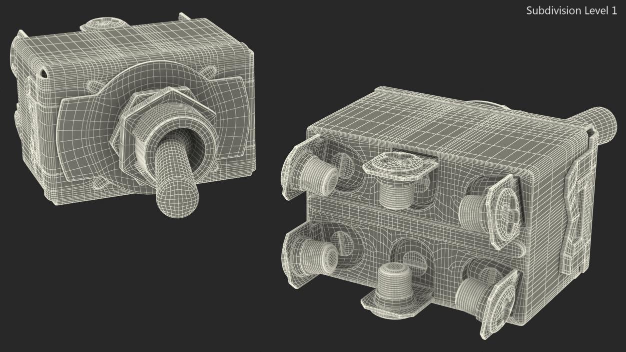 Heavy Duty DPDT Toggle Switch 3D model