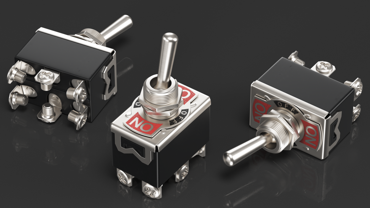 Heavy Duty DPDT Toggle Switch 3D model