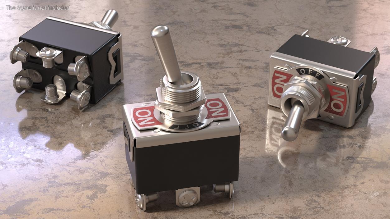 Heavy Duty DPDT Toggle Switch 3D model