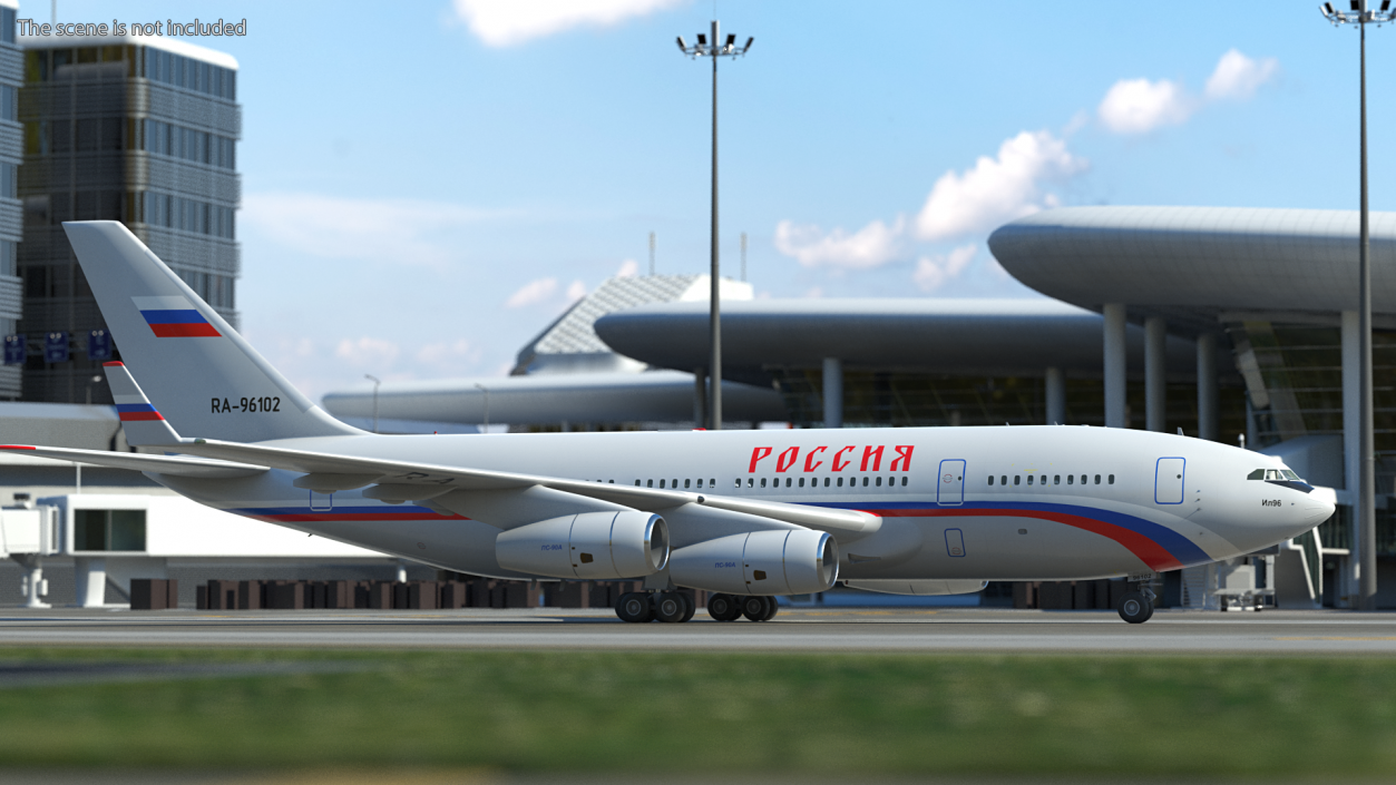 3D IL-96 Russian Presidential Aircraft Simple Interior Rigged model