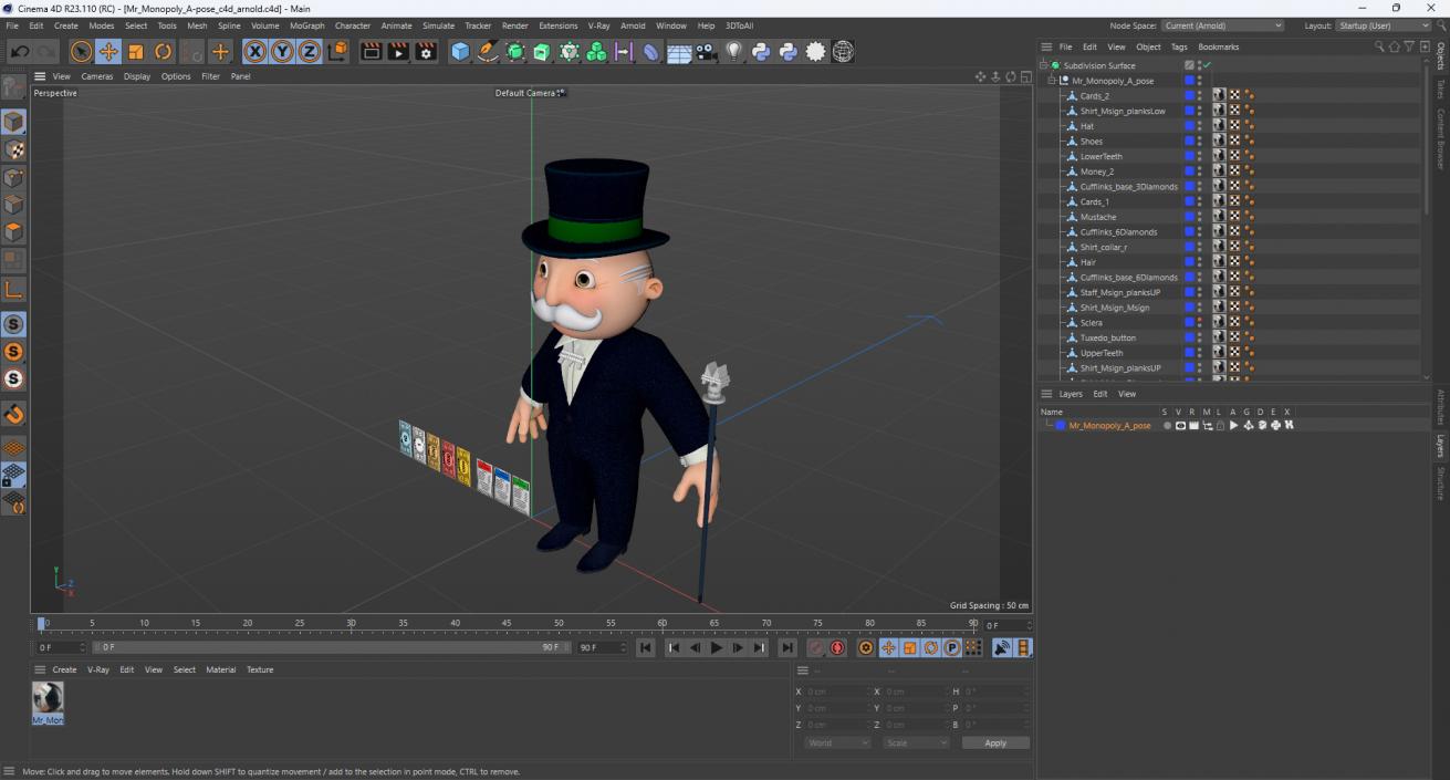 3D Mr Monopoly A-pose for 3D Print