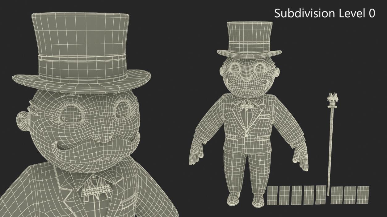 3D Mr Monopoly A-pose for 3D Print