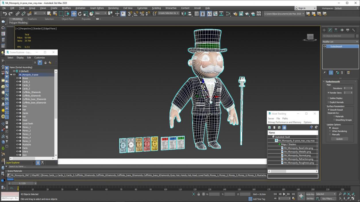 3D Mr Monopoly A-pose for 3D Print