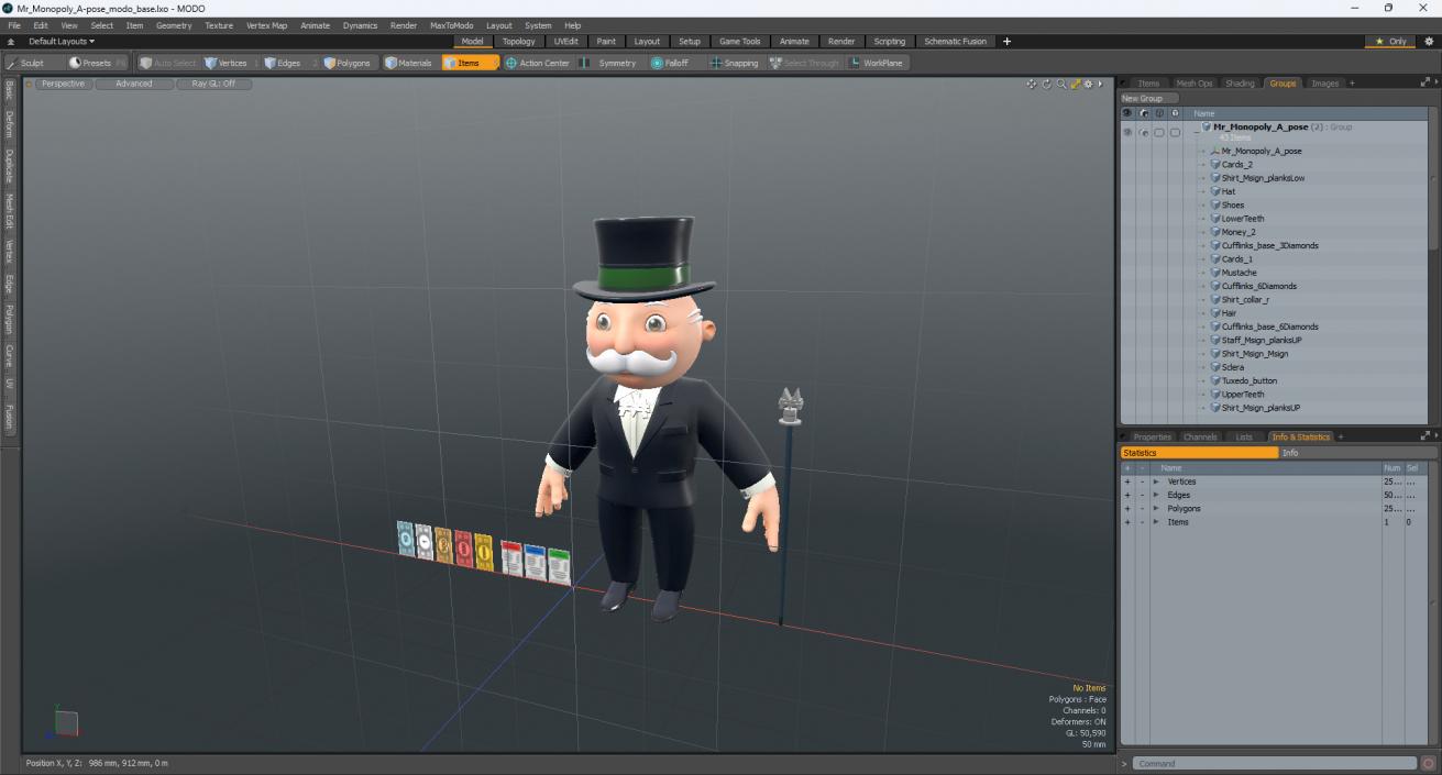 3D Mr Monopoly A-pose for 3D Print