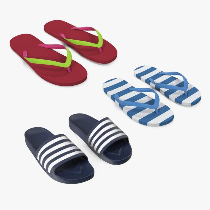 3D model Flip-Flops Slippers Collection