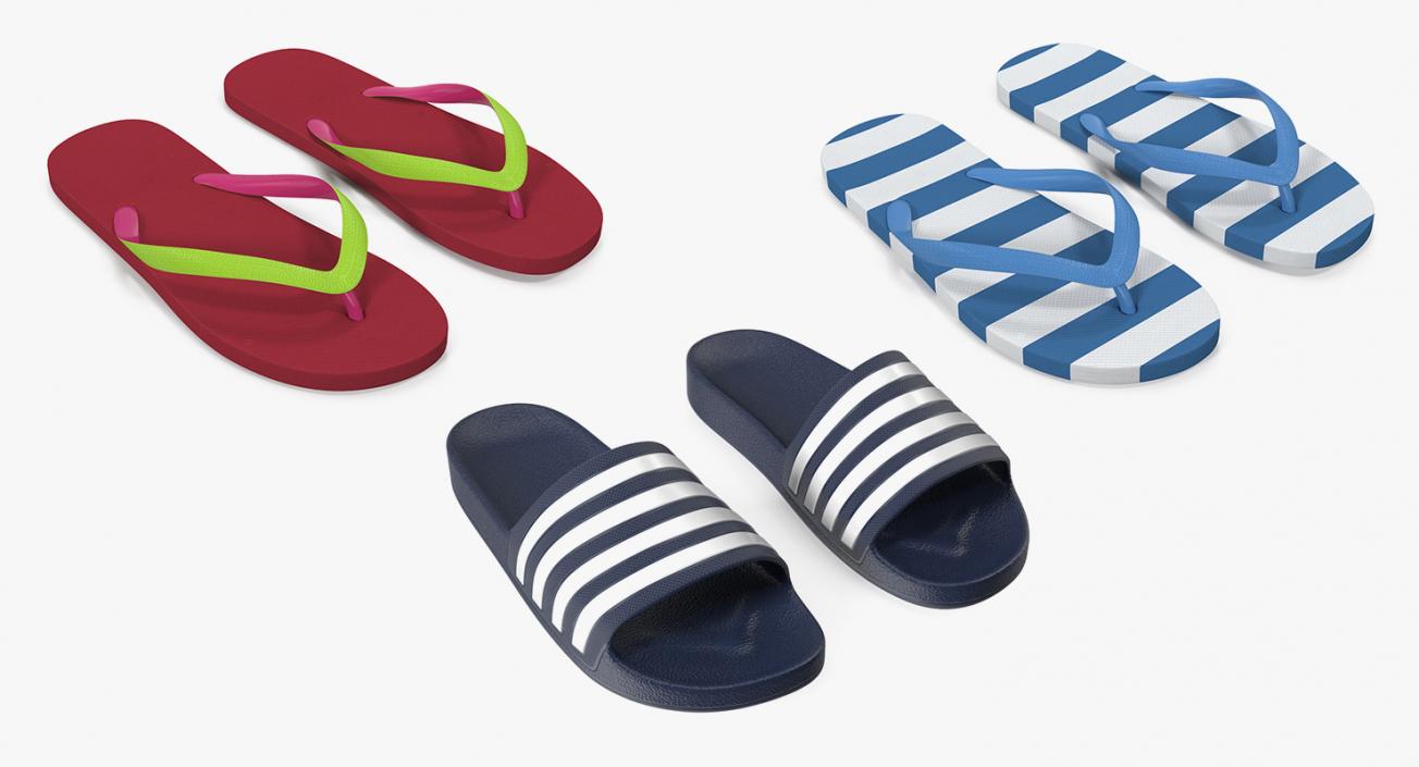 3D model Flip-Flops Slippers Collection