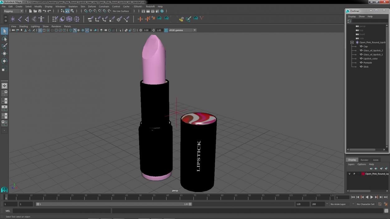 Open Pink Round Lipstick 3D model