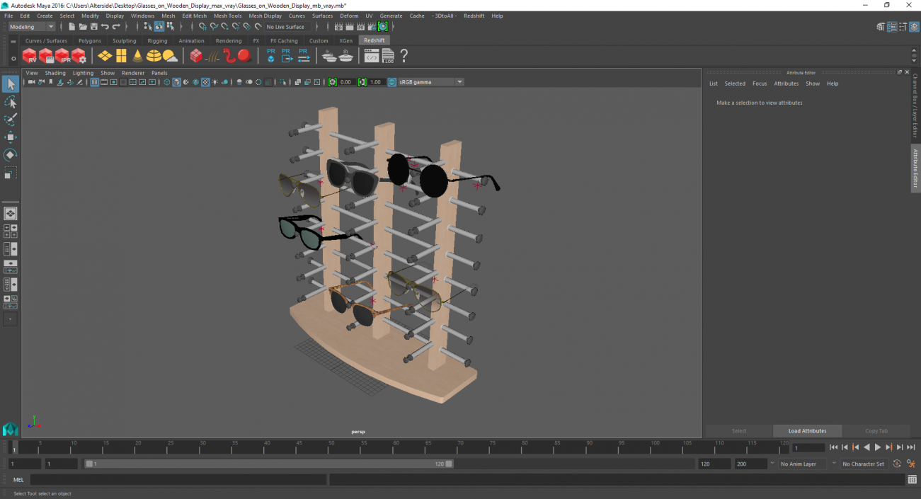 3D model Glasses on Wooden Display