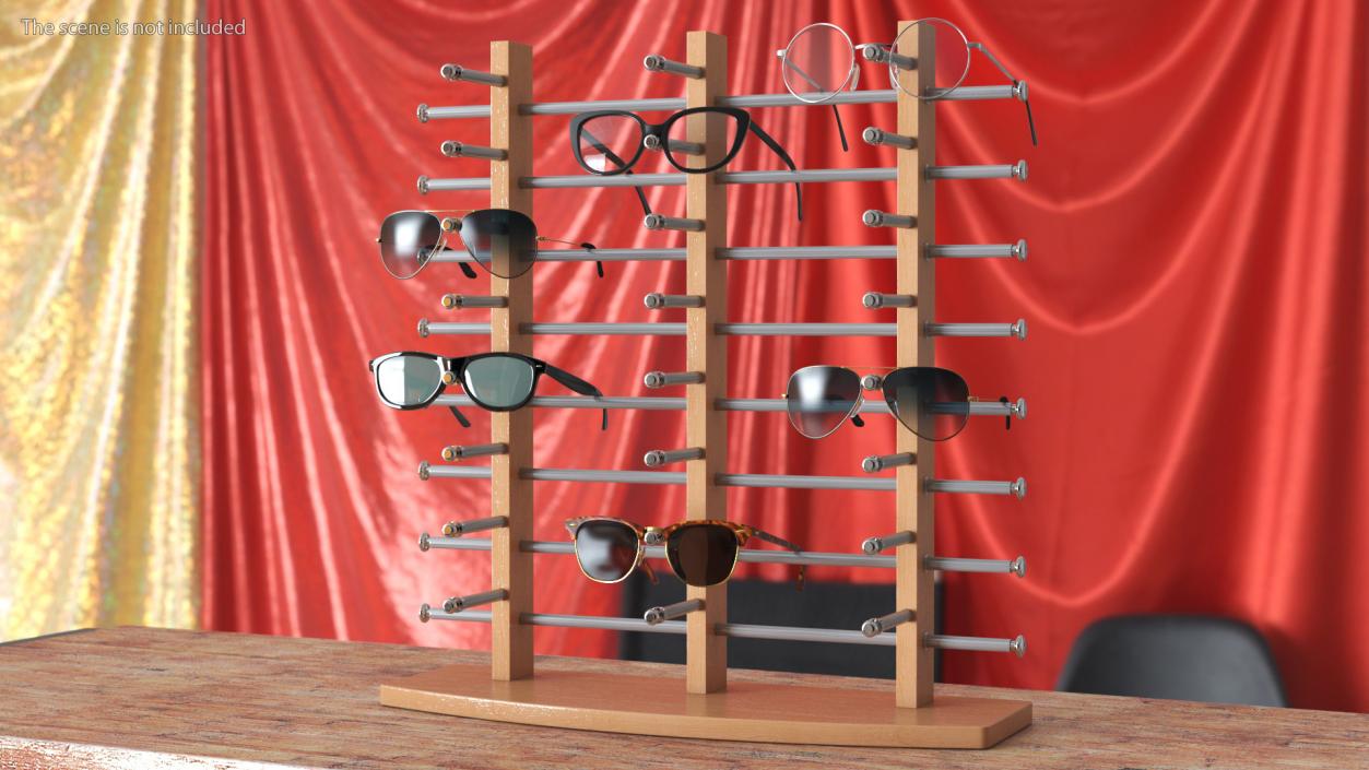 3D model Glasses on Wooden Display