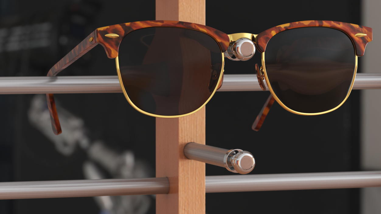 3D model Glasses on Wooden Display