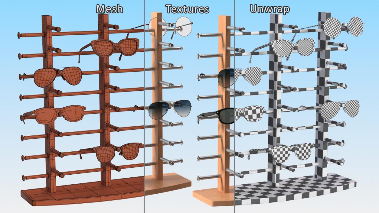 3D model Glasses on Wooden Display