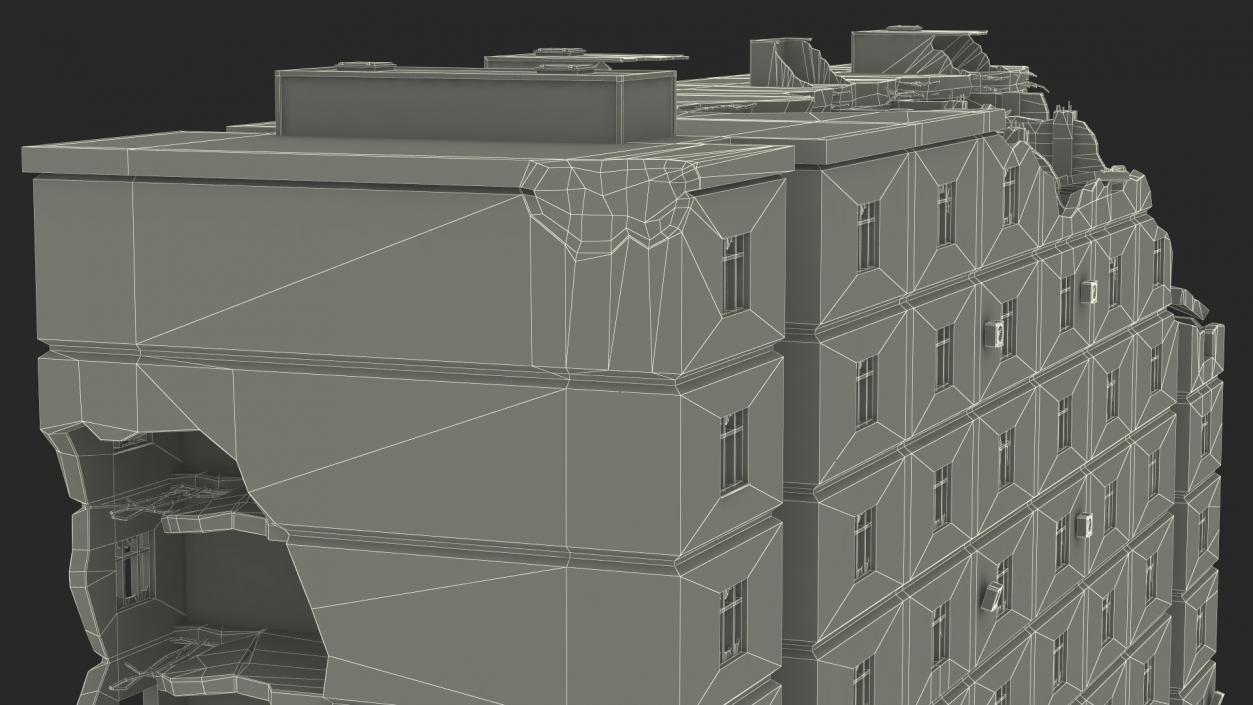 3D Destroyed Building 14 Floors model