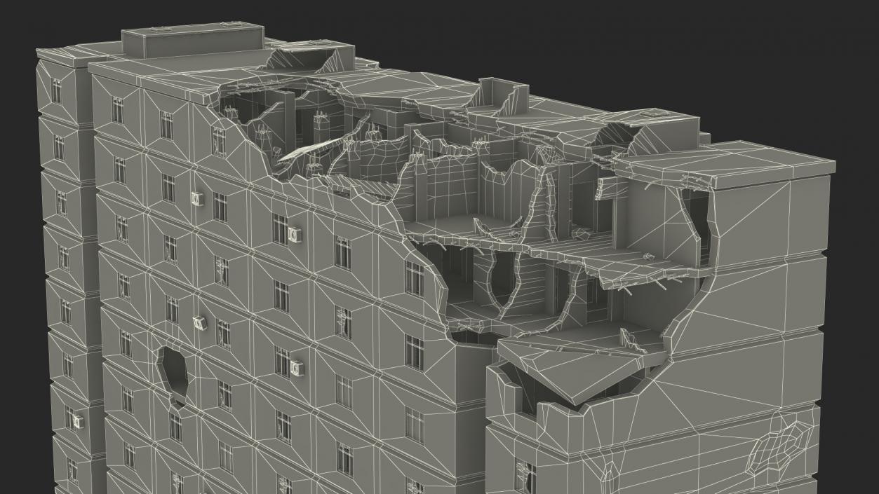 3D Destroyed Building 14 Floors model