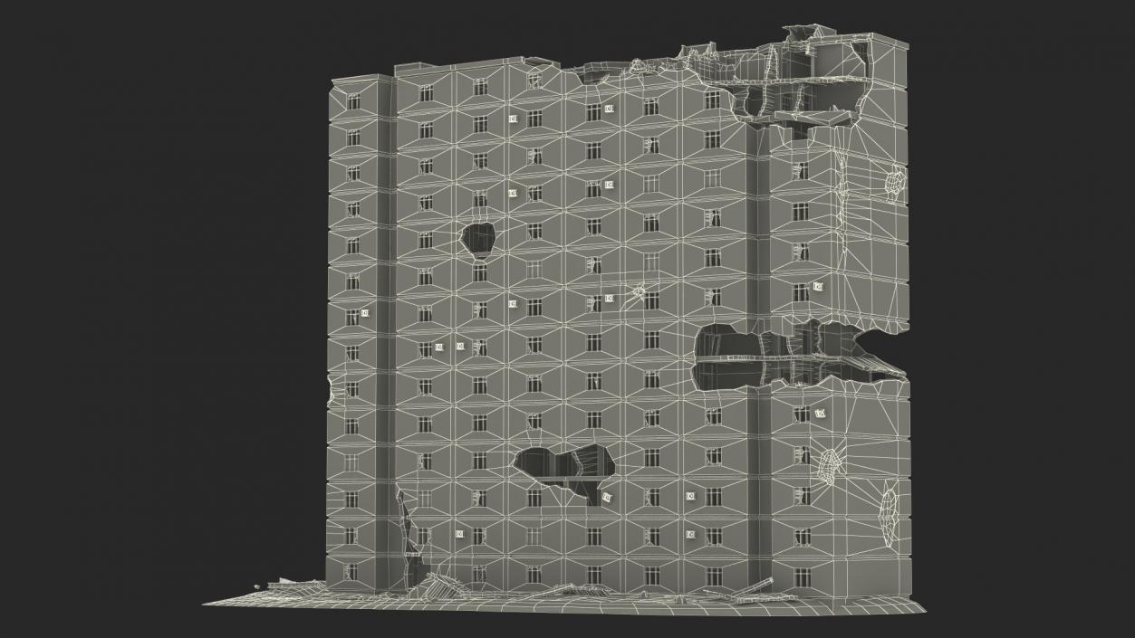 3D Destroyed Building 14 Floors model