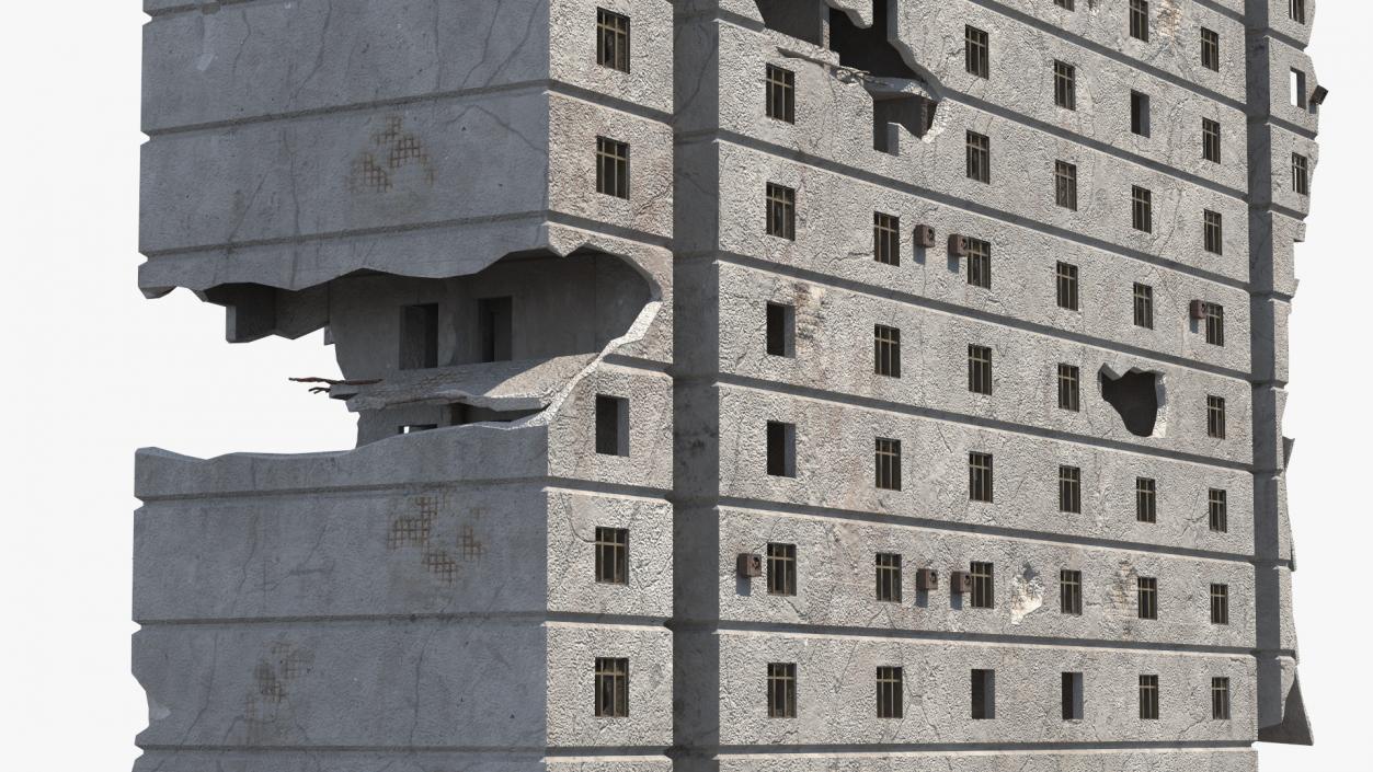 3D Destroyed Building 14 Floors model