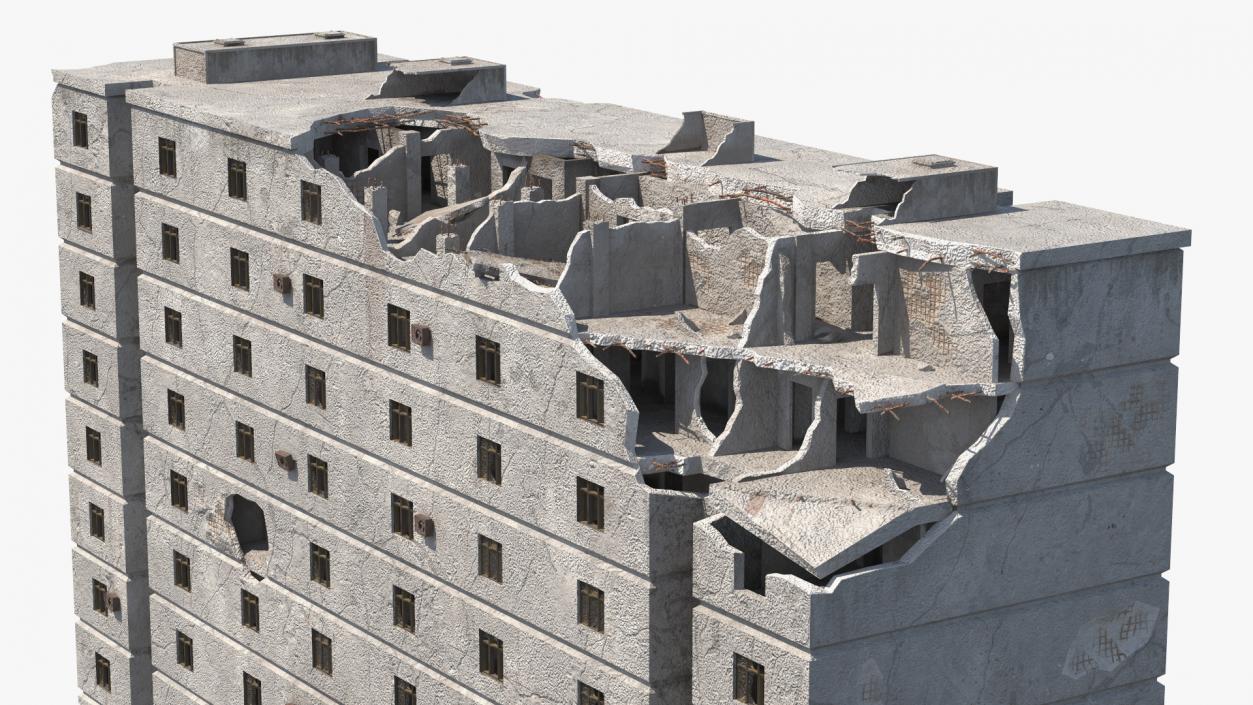 3D Destroyed Building 14 Floors model