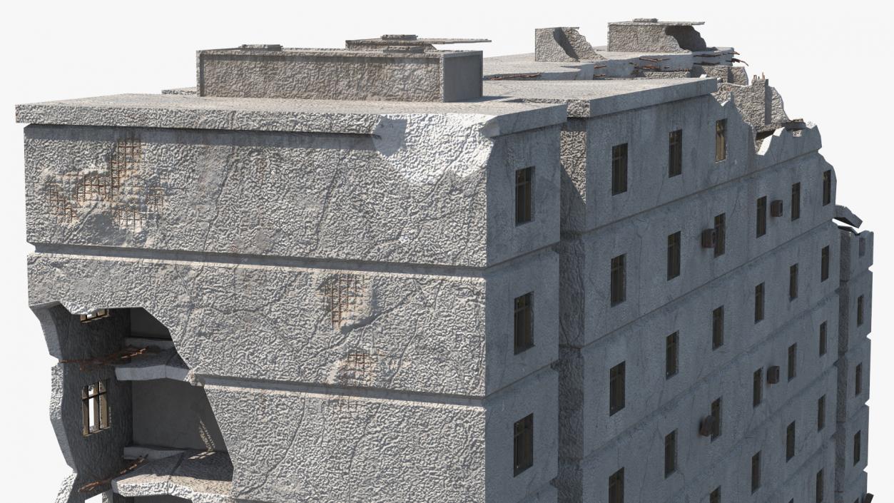 3D Destroyed Building 14 Floors model