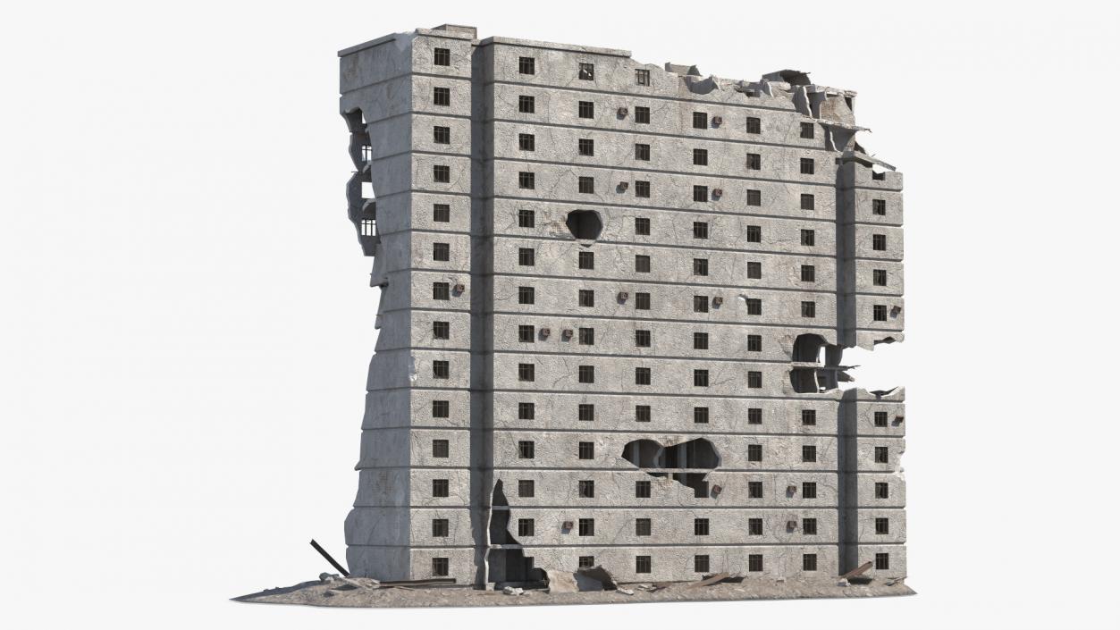 3D Destroyed Building 14 Floors model