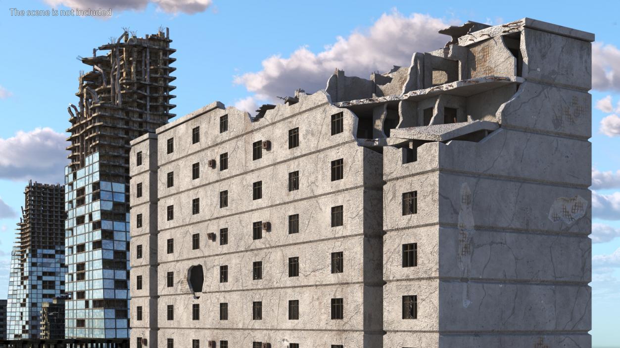 3D Destroyed Building 14 Floors model