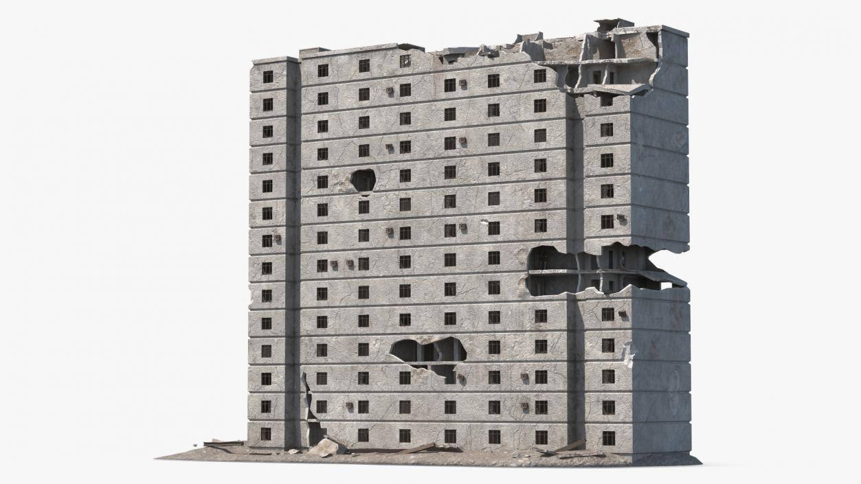 3D Destroyed Building 14 Floors model