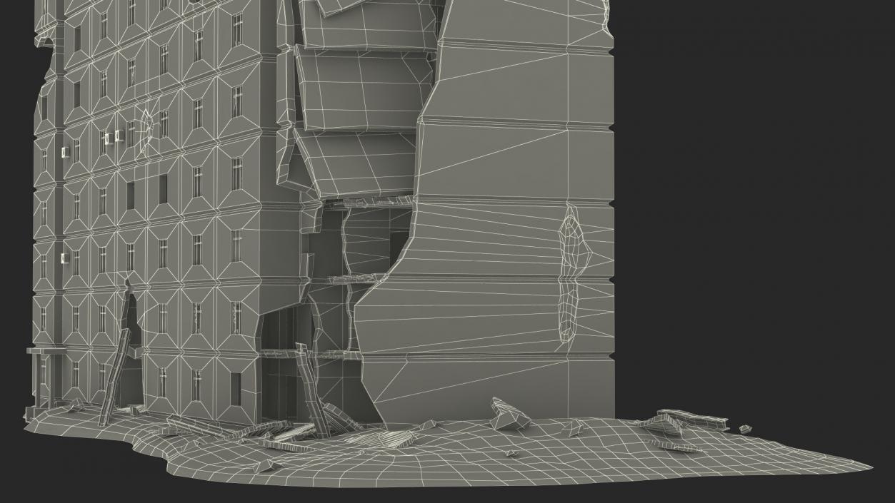 3D Destroyed Building 14 Floors model