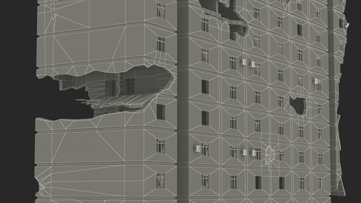 3D Destroyed Building 14 Floors model