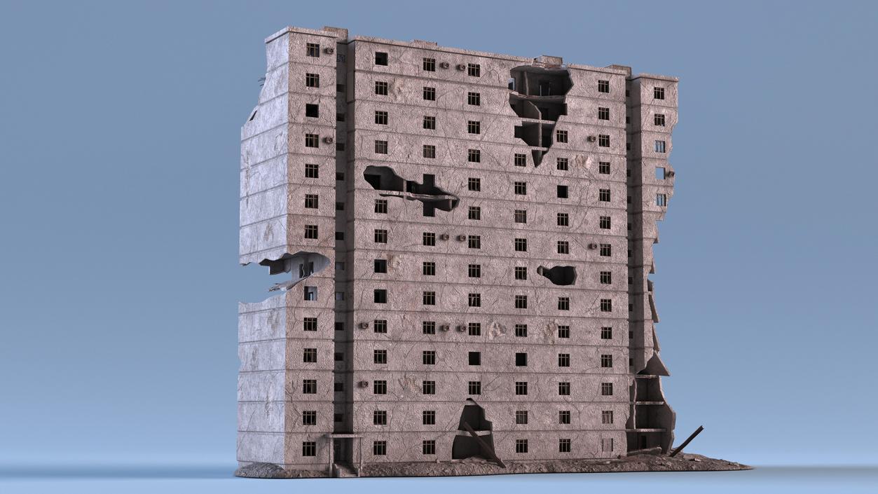 3D Destroyed Building 14 Floors model