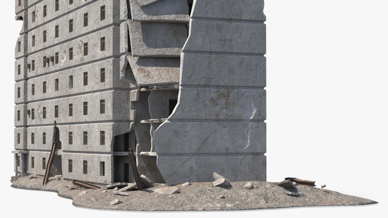 3D Destroyed Building 14 Floors model