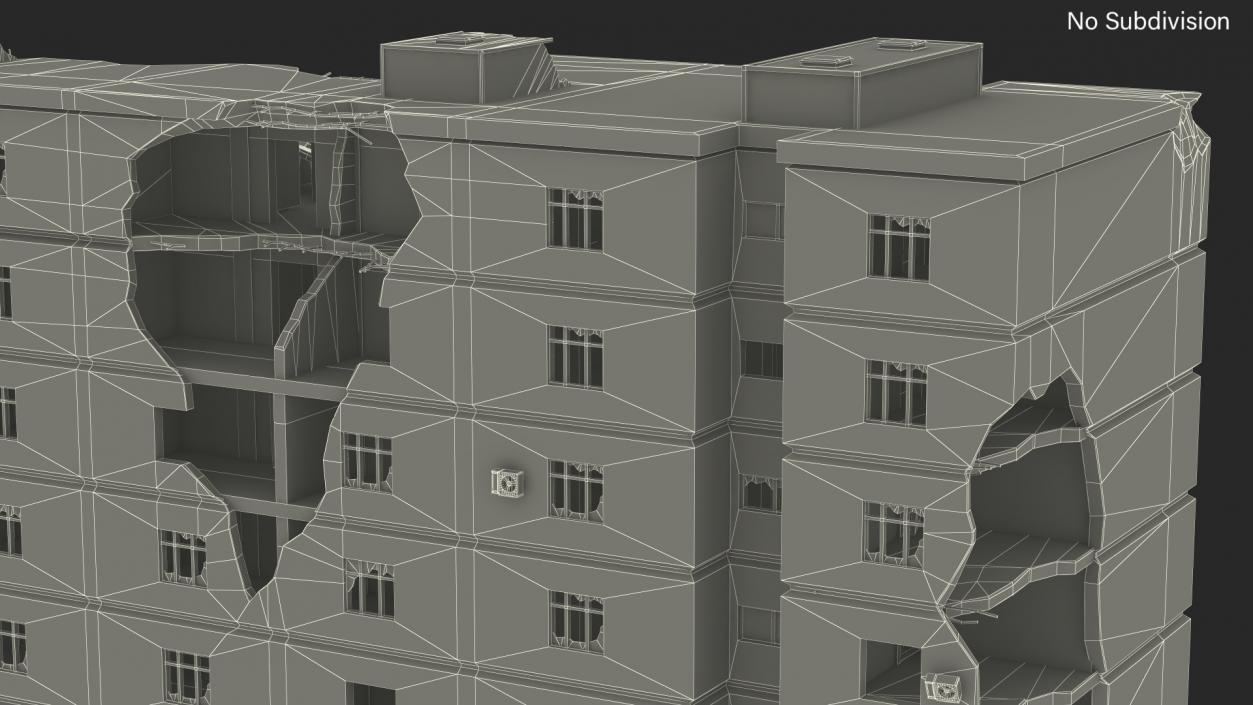 3D Destroyed Building 14 Floors model