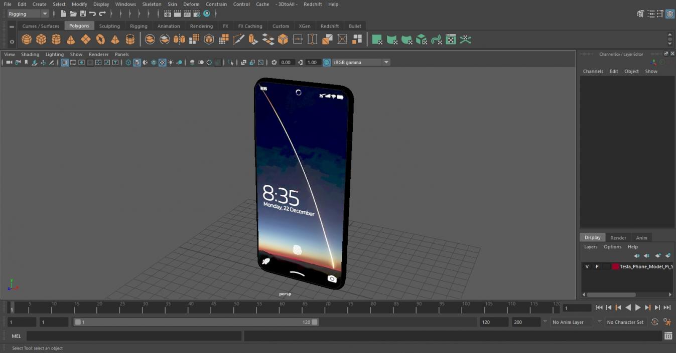 3D model Tesla Phone Model Pi Screen On