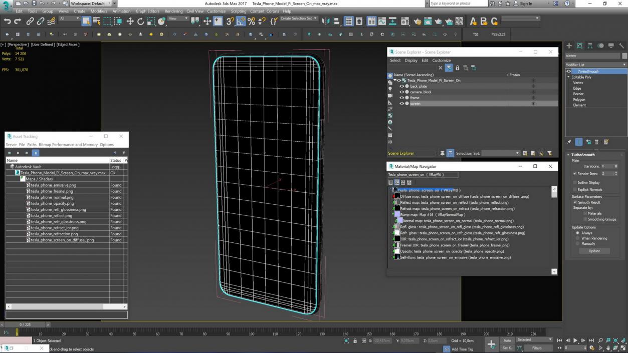 3D model Tesla Phone Model Pi Screen On