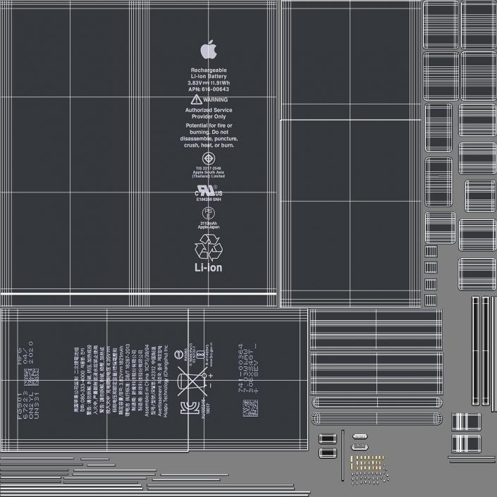 3D iPhone 11 Lithium Ion Battery 3110 mAh model