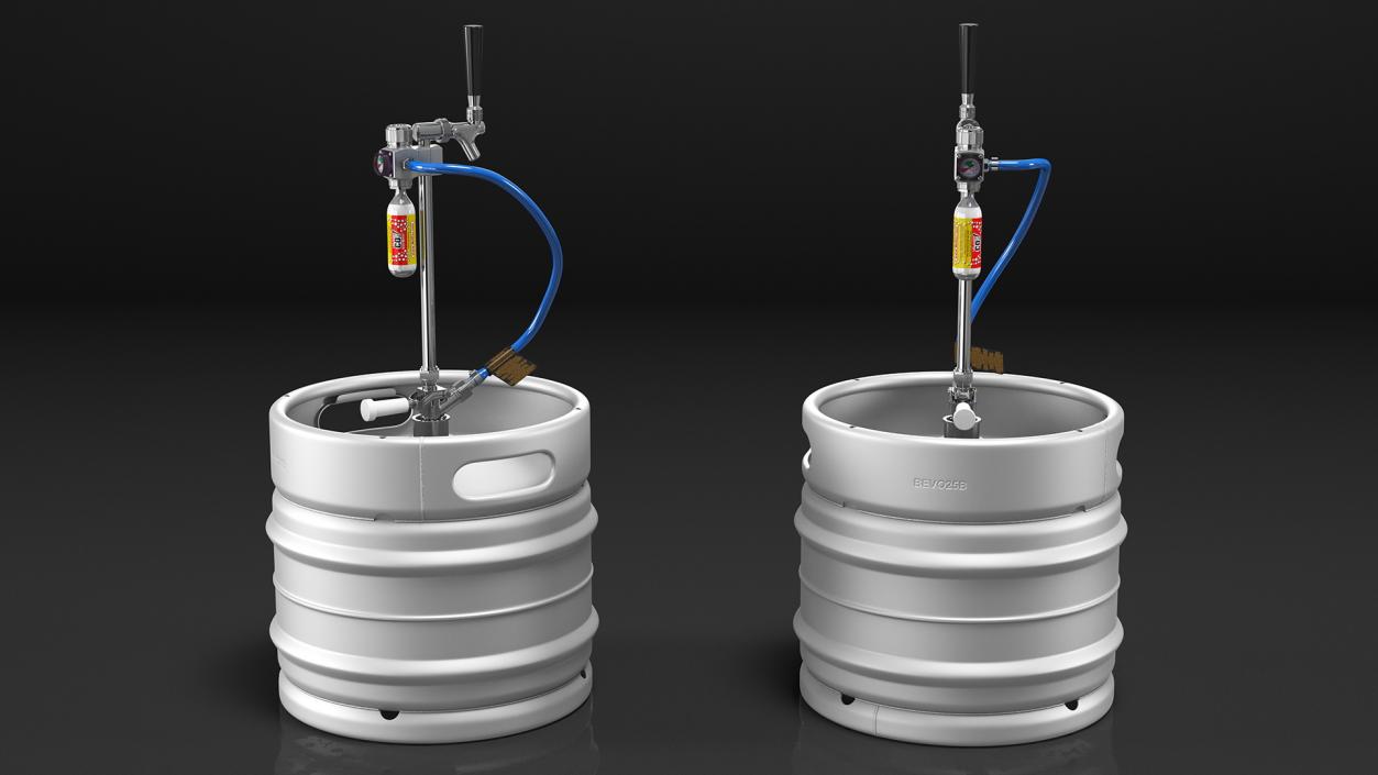 3D model Steel Beer Keg 30L with Leland CO2 Picnic Tap