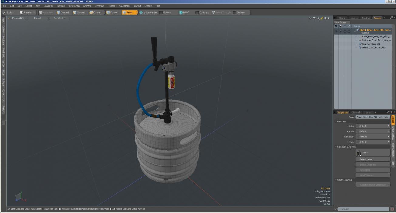 3D model Steel Beer Keg 30L with Leland CO2 Picnic Tap