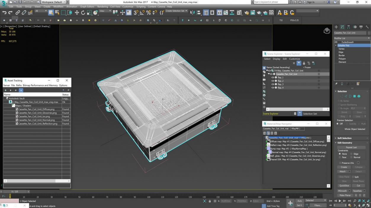 3D 4-Way Cassette Fan Coil Unit model