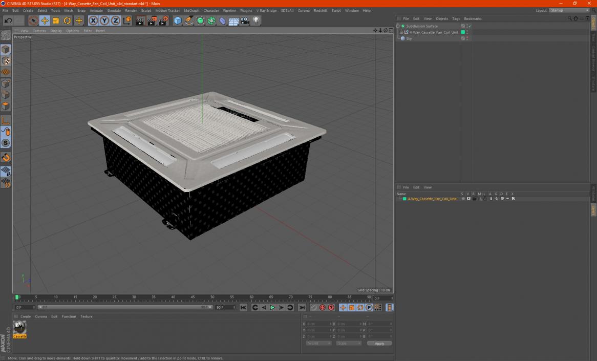 3D 4-Way Cassette Fan Coil Unit model