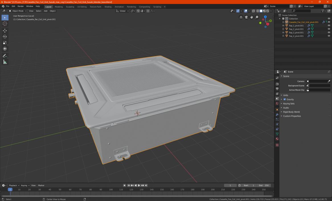 3D 4-Way Cassette Fan Coil Unit model