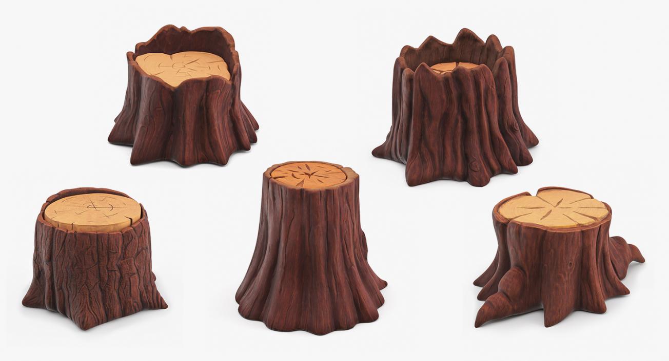 Cartoon Tree Stumps Collection 3 3D